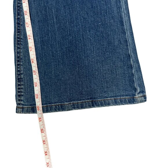 Almost Famous Y2K Juniors Size 11 High Rise Flare Jeans Blue Denim Tie Belt - Picture 10 of 14